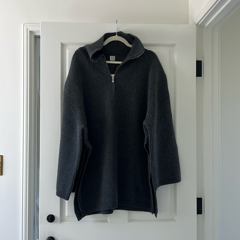 Toteme Grey Zip Fisherman Sweater